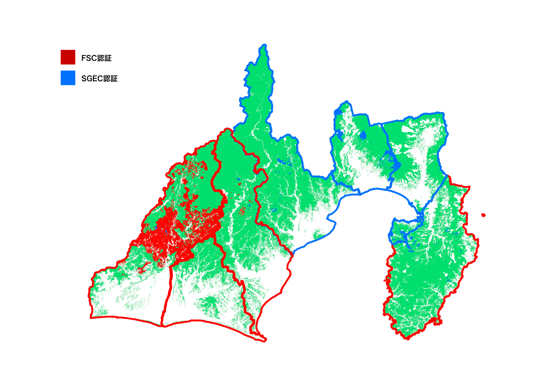 静岡県 森林認証マップ